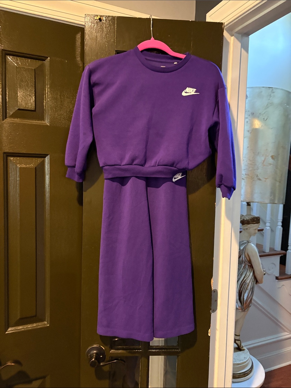 Nike Purple Girls' Sweatshirt and Wide Leg sweatpants Set